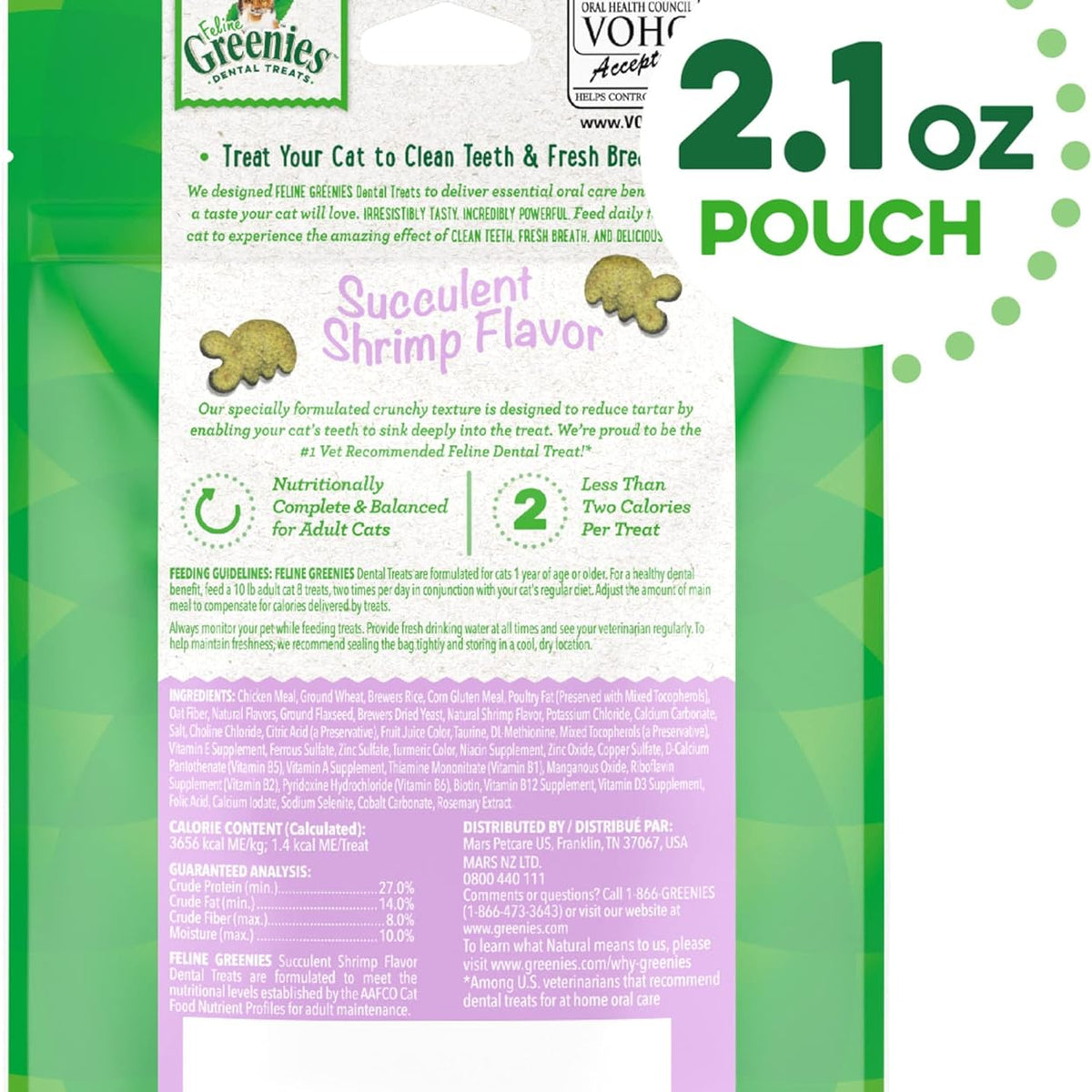 Greenies Feline Natural Dental Treats Succulent Shrimp Flavor