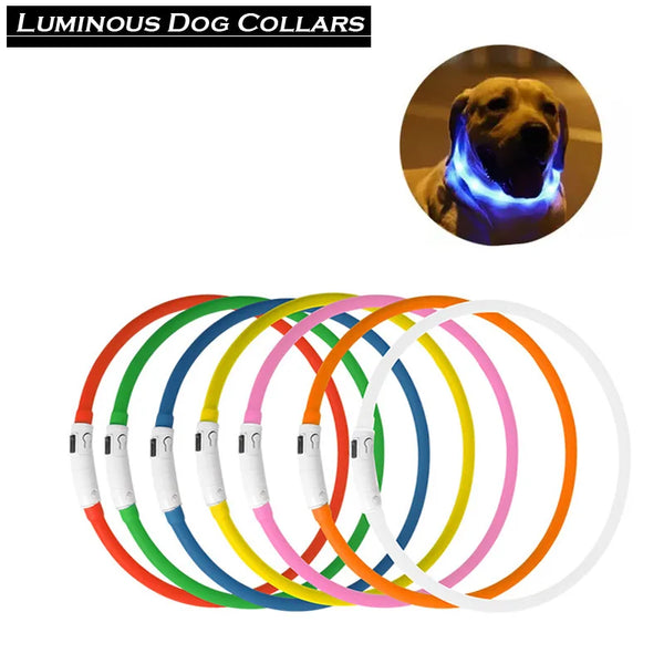 LED Dog Collar with USB Charging - Durable, Foldable, and Luminous Glow for Pet Supplies