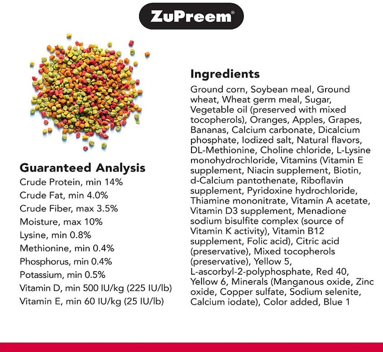 ZuPreem FruitBlend Flavor with Natural Flavors Bird Food for Small Birds