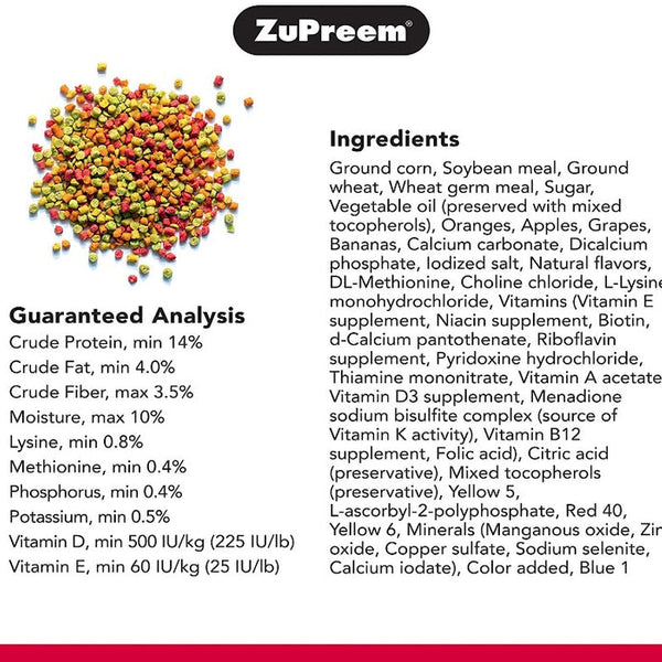 ZuPreem FruitBlend Flavor with Natural Flavors Bird Food for Small Birds